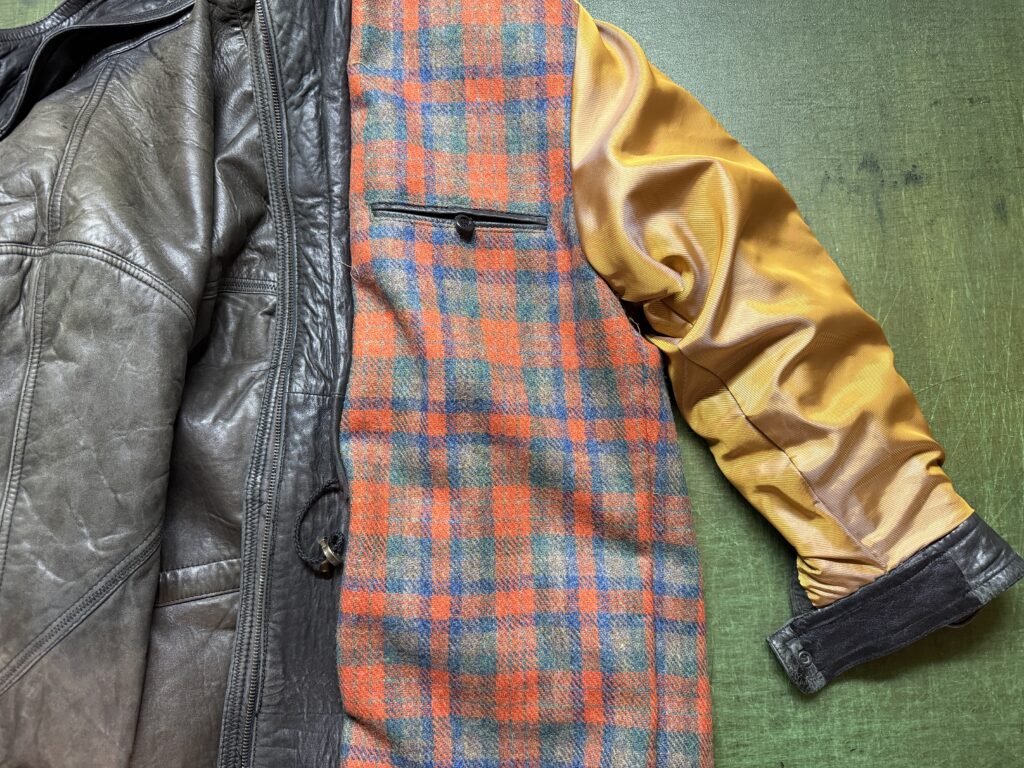 滑りの良いキュプラ素材を使用した袖裏の仕上がり